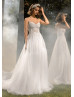 Beaded Ivory Lace Tulle Open Back Fairytale Wedding Dress